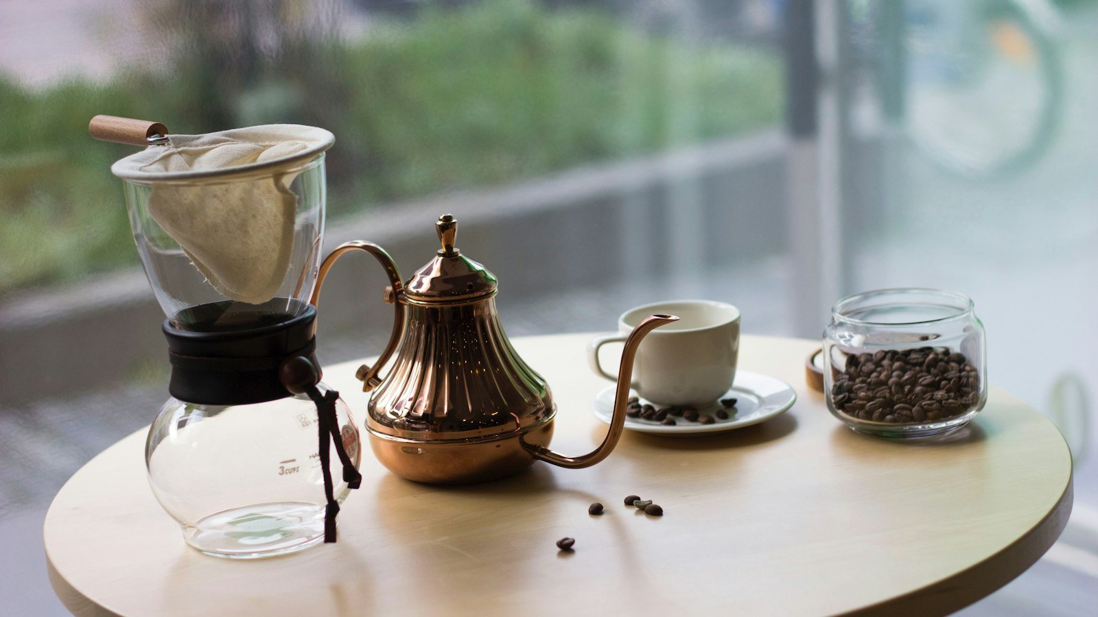 Pour-over coffee brewing setup